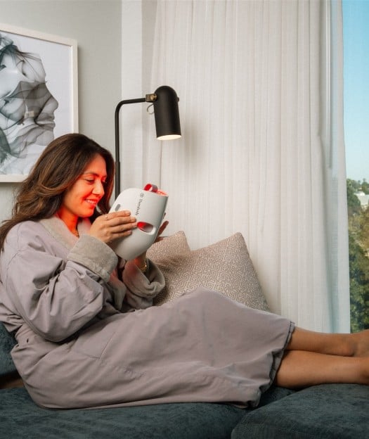 In-room red light therapy mask available for rent