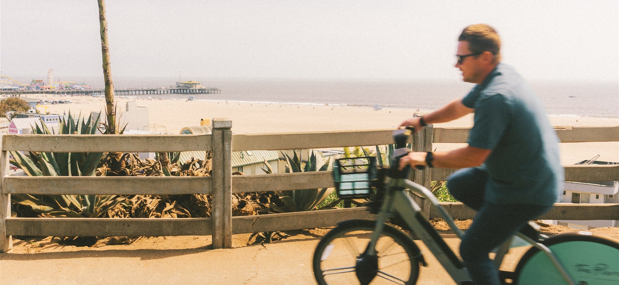 Biking along the coast on an e-bike