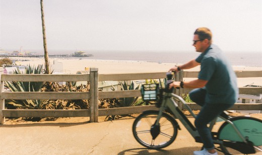 Biking along the coast on an e-bike