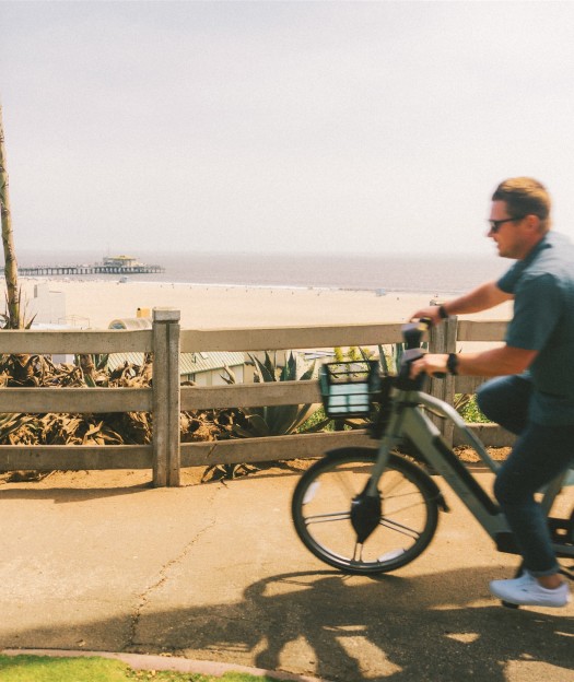 Biking along the coast on an e-bike