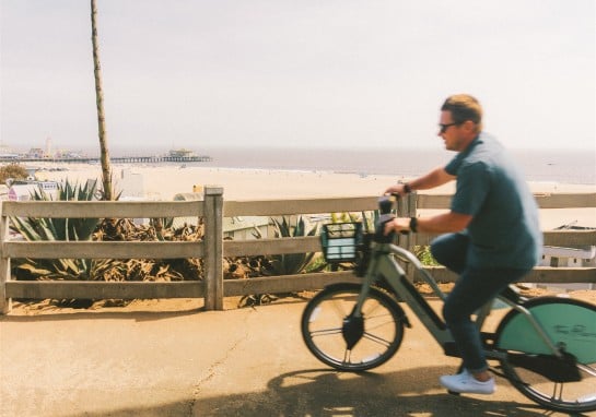 Biking along the coast on an e-bike